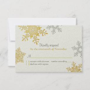 Carte de réponse de mariage d'hiver flocon de neig