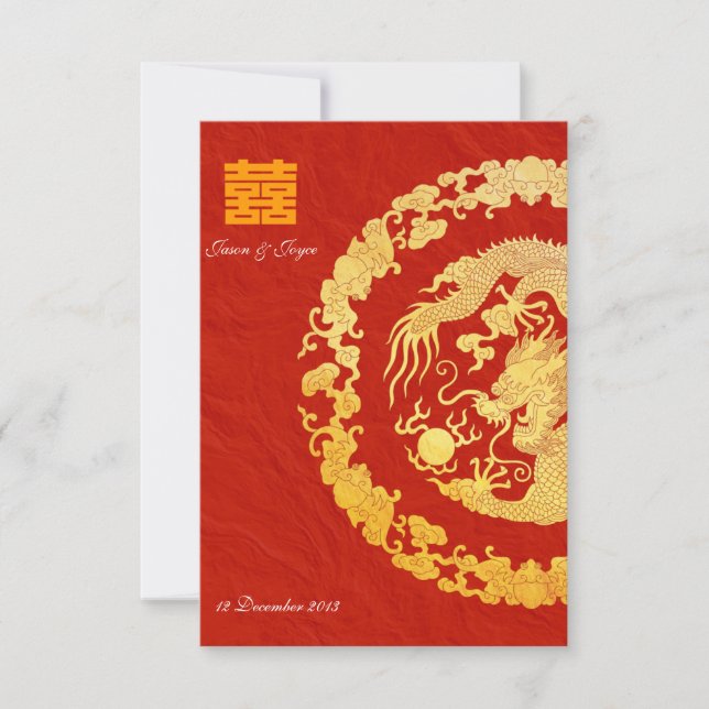 Carte de réponse de mariage double bonheur classiq (Devant)