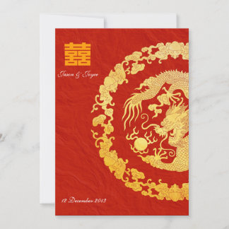 Carte de réponse de mariage double bonheur classiq