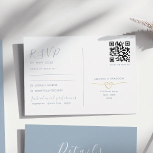 Carte de réponse de mariage Dusty Blue avec code Q