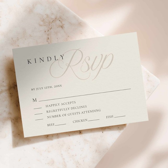Carte de réponse de mariage éditorial élégant (Modern Editorial Wedding Rsvp Enclosure Card)