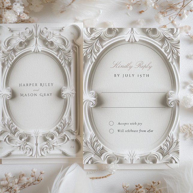 Carte de réponse de mariage Élégance Baroque (Créateur téléchargé)