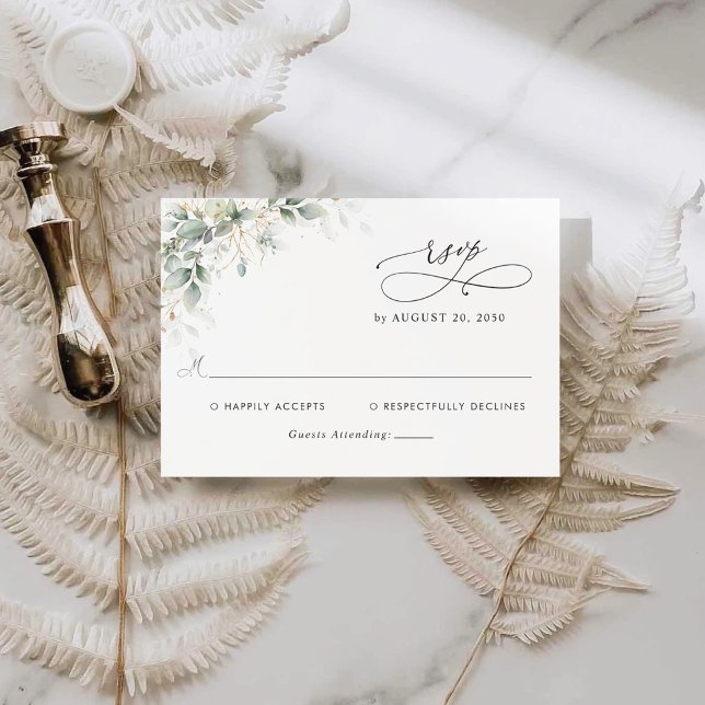 Carte de réponse de mariage Élégant Eucalyptus (Créateur téléchargé)