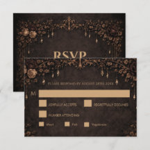 Carte de réponse de mariage élégant gothique Hallo