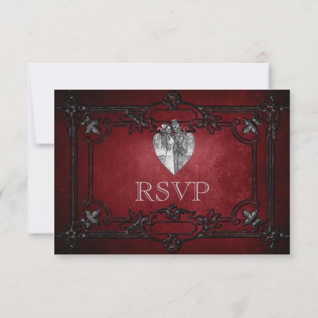 Carte de réponse de mariage élégant gothique Hallo (Dos)