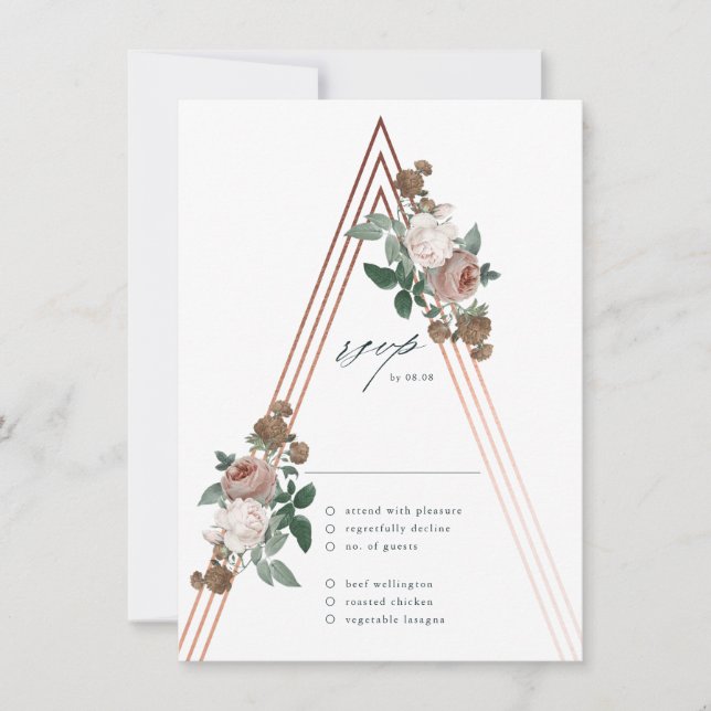 Carte de réponse de mariage élégant moderne floral (Devant)
