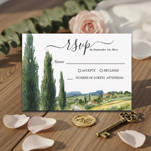Carte de réponse de mariage élégant paysage italie
