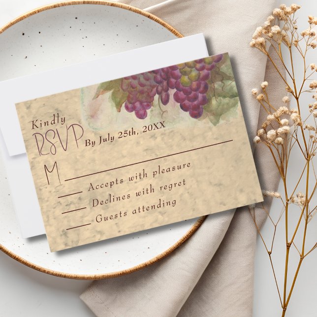 Carte de réponse de mariage élégant rustique au pa (Créateur téléchargé)