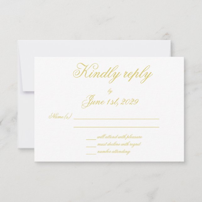 Carte de réponse de mariage Elegant Script Island  (Devant)
