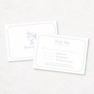 Carte de réponse de mariage élégante à double cadr