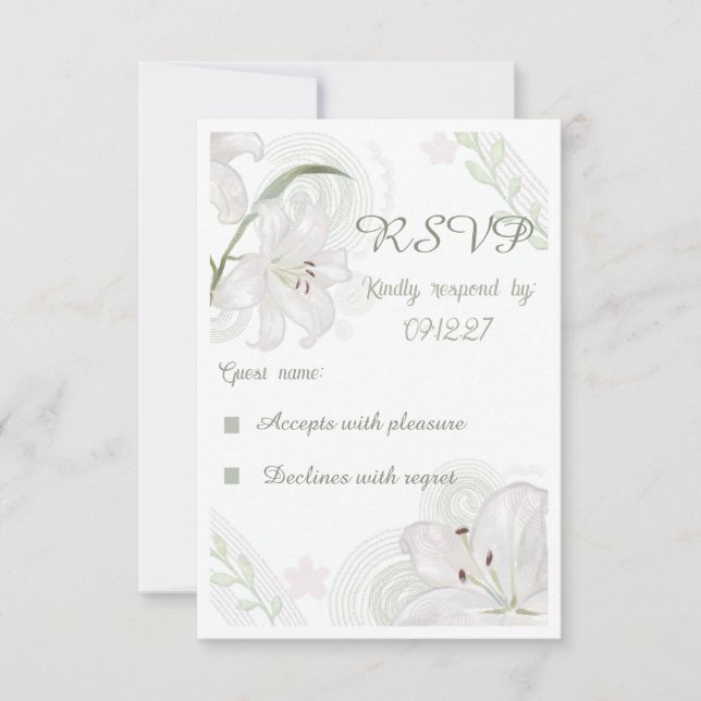 Carte de réponse de mariage élégante à la main ave (Devant)