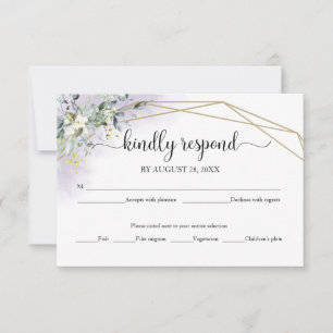 Carte de réponse de mariage élégante au feuillage 