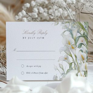 Carte de réponse de mariage élégante au lys calla