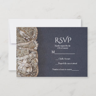 Carte de réponse de mariage élégante aux coquillag