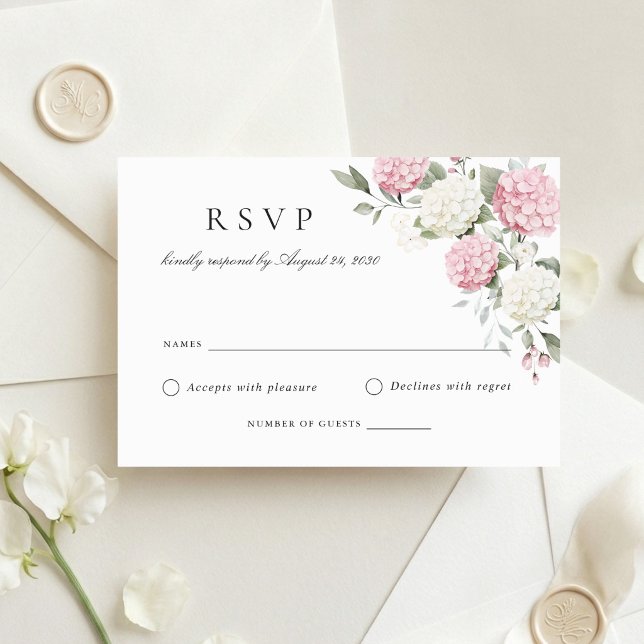 Carte de réponse de mariage élégante aux fleurs ro (Créateur téléchargé)