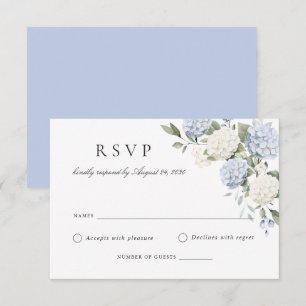 Carte de réponse de mariage élégante aux hortensia