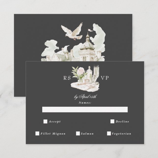 Carte de réponse de mariage élégante avec aquarell (Devant / Derrière)