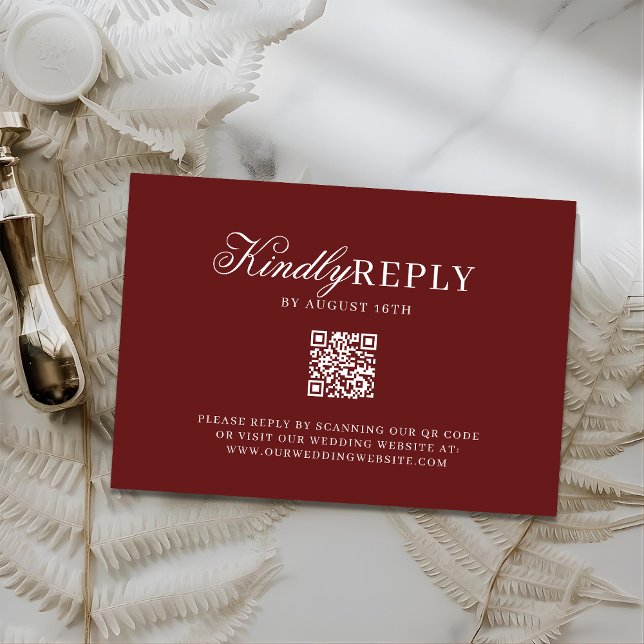Carte de réponse de mariage élégante avec code QR  (Créateur téléchargé)