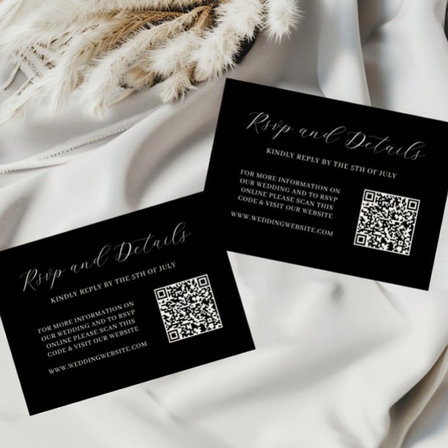 Carte de réponse de mariage élégante avec code QR  (Créateur téléchargé)