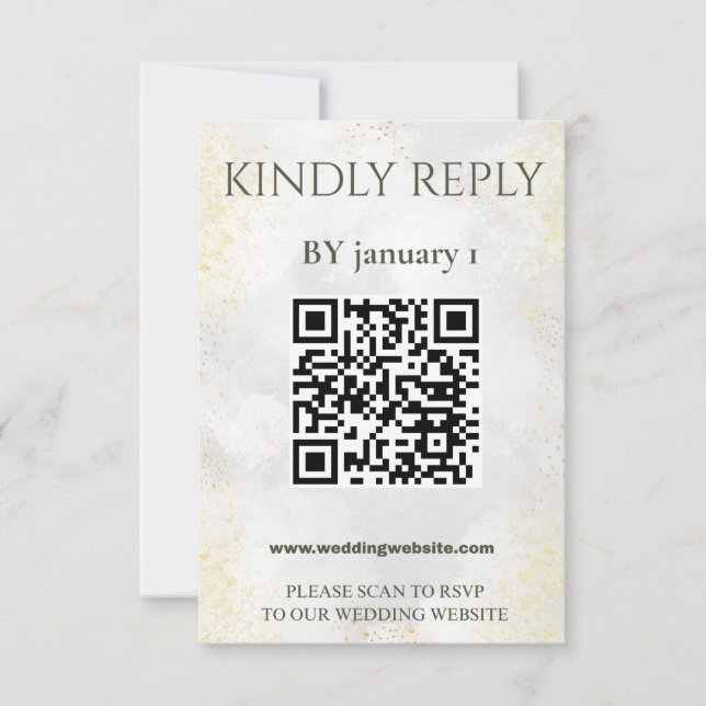 Carte de réponse de mariage élégante avec code QR  (Devant)
