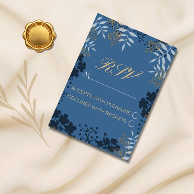 Carte de réponse de mariage élégante avec feuilles (Créateur téléchargé)