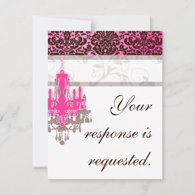 Carte de réponse de mariage élégante avec lustre P (Devant)