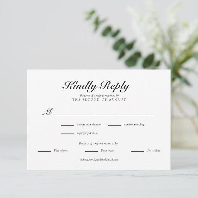 Carte de réponse de mariage élégante avec monogram (Debout devant)