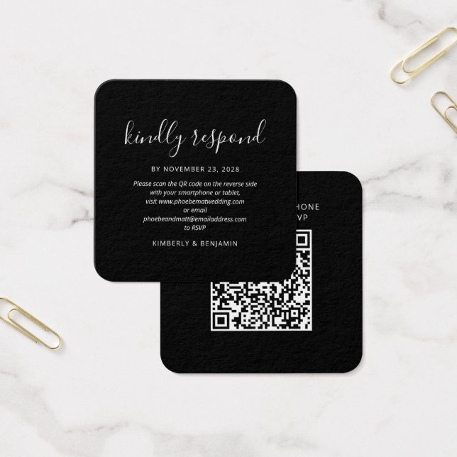 Carte de réponse de mariage élégante avec QR Code (Bureau)