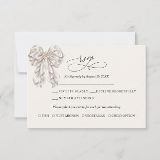 Carte de réponse de mariage élégante avec un nœud