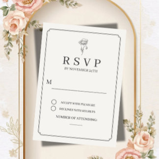 Carte de réponse de mariage élégante crème