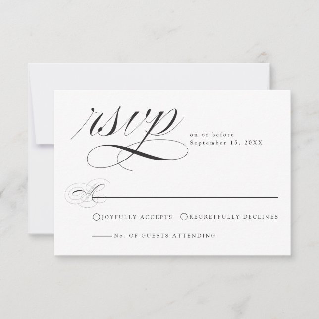 Carte de réponse de mariage élégante en calligraph (Devant)