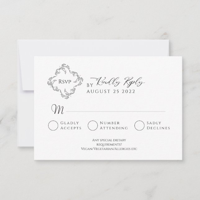 Carte de réponse de mariage élégante et minimalist (Devant)