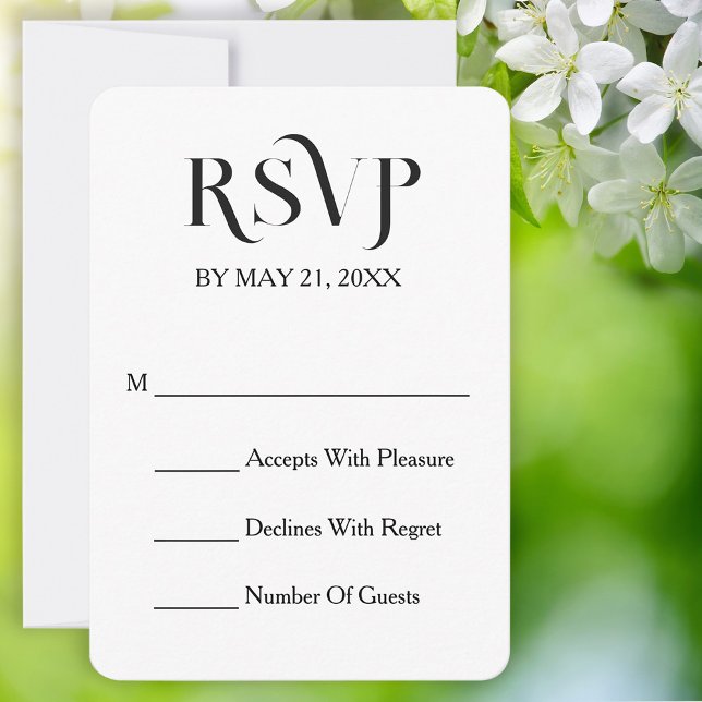 Carte de réponse de mariage élégante et moderne bl (Stylishly Personalize with Your Custom Information.)