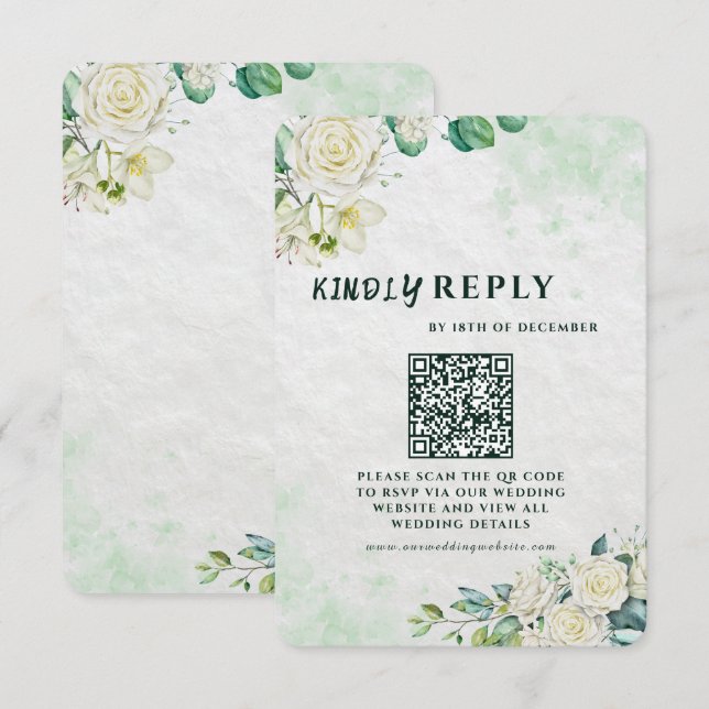 Carte de réponse de mariage élégante et moderne or (Devant / Derrière)