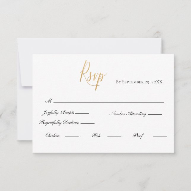 Carte de réponse de mariage élégante formelle en é (Devant)