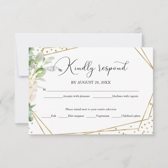 Carte de réponse de mariage élégante géométrique v (Devant)