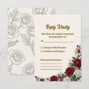 Carte de réponse de mariage élégante New York Rose