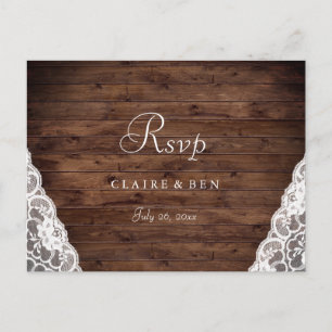 Carte de réponse de mariage élégante rustique vint