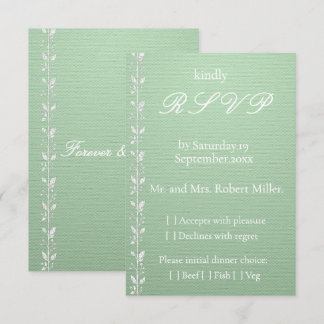 Carte de réponse de mariage élégante verte pistach
