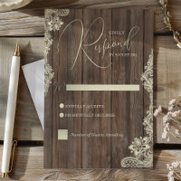 Carte de réponse de mariage en bois rustique et de