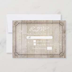 Carte de réponse de mariage en bois rustique vinta