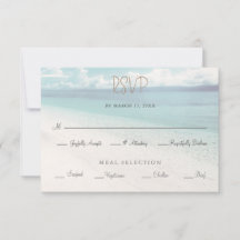 Carte de réponse de mariage en bord de mer océaniq