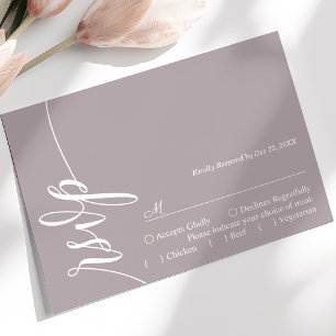 Carte de réponse de mariage en calligraphie lavand