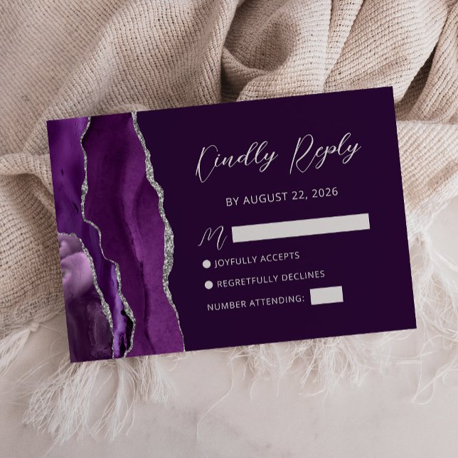 Carte de réponse de mariage en écriture argentée s (Créateur téléchargé)