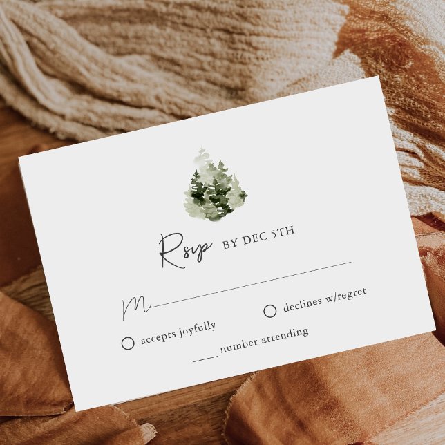 Carte de réponse de mariage en forêt de pins de mo (Créateur téléchargé)