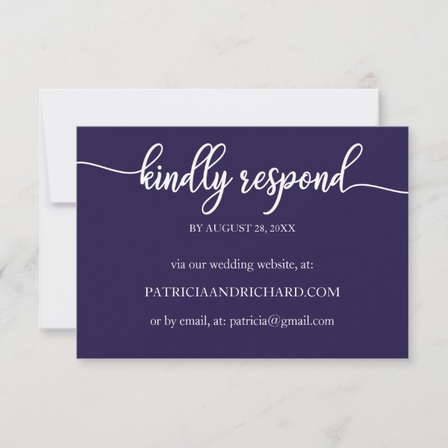 Carte de réponse de mariage en ligne calligraphiée (Devant)