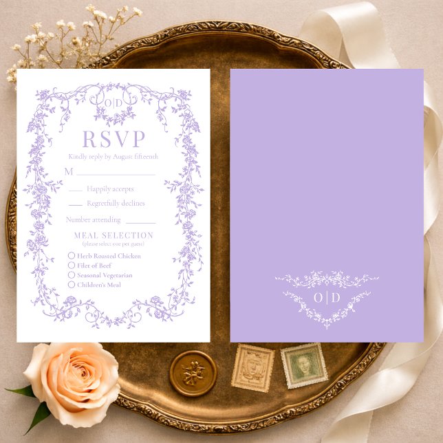 Carte de réponse de mariage en lilas violet victor (Créateur téléchargé)