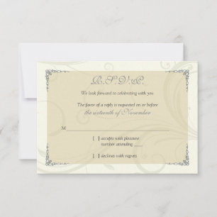 Carte de réponse de mariage en or argent antique a