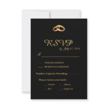 Carte de réponse de mariage en or noir