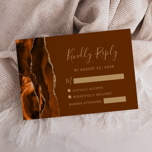 Carte de réponse de mariage en orange brûlé, agate (Créateur téléchargé)